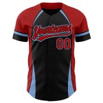 Maillot de baseball bleu personnalisé avec motif 3D noir, authentique, uni, rouge et clair Maillot de baseball bleu personnalisé avec motif 3D noir, authentique, uni, rouge et clair
