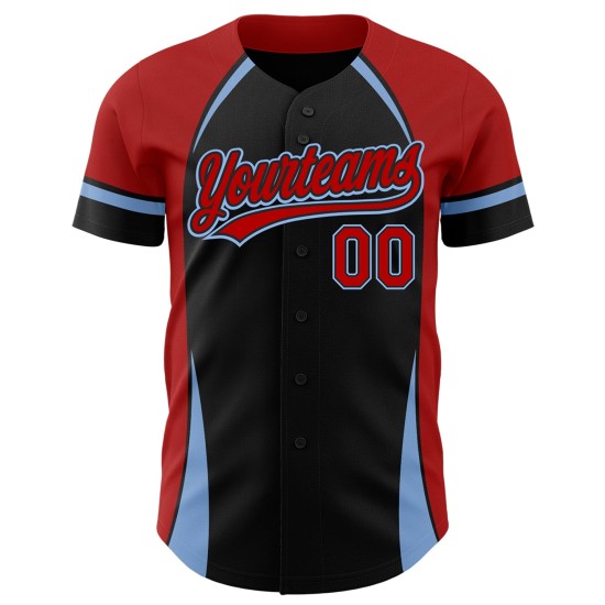 Maillot de baseball bleu personnalisé avec motif 3D noir, authentique, uni, rouge et clair Maillot de baseball bleu personnalisé avec motif 3D noir, authentique, uni, rouge et clair