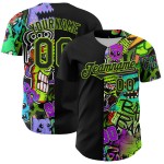 Maillot Rave 3D authentique de baseball Monster Neon Black, motif personnalisé vert Maillot Rave 3D authentique de baseball Monster Neon Black, motif personnalisé vert