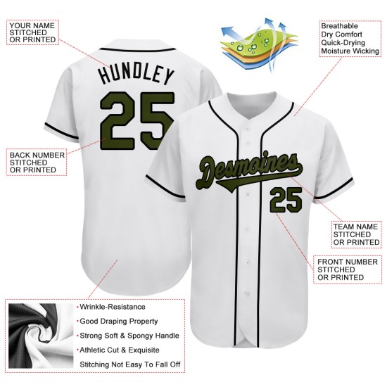 Maillot personnalisé blanc Authentic Day Olive-Black Baseball Memorial Maillot personnalisé blanc Authentic Day Olive-Black Baseball Memorial