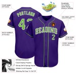 Maillot de baseball violet authentique vert-blanc personnalisé fluo Maillot de baseball violet authentique vert-blanc personnalisé fluo