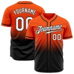 Maillot de baseball authentique à effet dégradé personnalisé, blanc et noir, orange tendance Maillot de baseball authentique à effet dégradé personnalisé, blanc et noir, orange tendance
