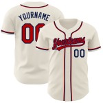 Maillot de baseball authentique rouge-bleu marine crème personnalisé Maillot de baseball authentique rouge-bleu marine crème personnalisé