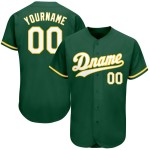 Maillot de baseball vert authentique personnalisé Kelly blanc-or Maillot de baseball vert authentique personnalisé Kelly blanc-or
