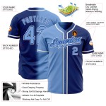 Maillot de baseball dégradé bleu-blanc authentique, personnalisé, royal Maillot de baseball dégradé bleu-blanc authentique, personnalisé, royal