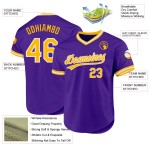 Maillot de baseball authentique personnalisé violet rétro doré et blanc Maillot de baseball authentique personnalisé violet rétro doré et blanc