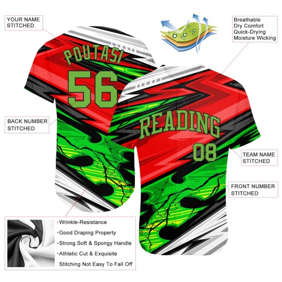 Maillot de baseball authentique à motif personnalisé 3D pour équipe de sport abstrait Maillot de baseball authentique à motif personnalisé 3D pour équipe de sport abstrait