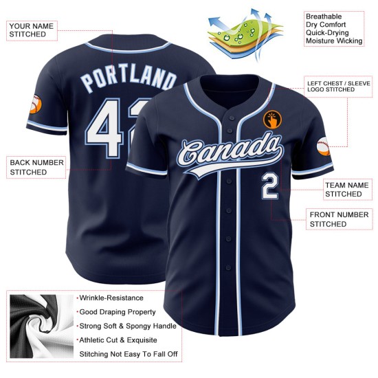 Maillot de baseball personnalisé bleu marine et blanc Maillot de baseball personnalisé bleu marine et blanc