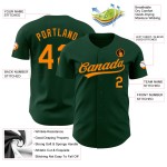 Maillot de baseball Bay Authentique Orange Vert Personnalisé Maillot de baseball Bay Authentique Orange Vert Personnalisé