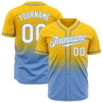 Maillot de baseball authentique bleu, jaune et blanc, à la mode et personnalisé Maillot de baseball authentique bleu, jaune et blanc, à la mode et personnalisé