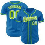 Maillot de baseball bleu personnalisé authentique vert-blanc fluo Maillot de baseball bleu personnalisé authentique vert-blanc fluo