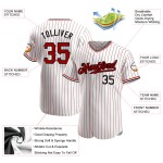 Maillot de baseball authentique à rayures rouges et noires, blanc, personnalisé Maillot de baseball authentique à rayures rouges et noires, blanc, personnalisé