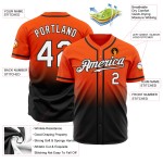 Maillot de baseball authentique à effet dégradé personnalisé, blanc et noir, orange tendance Maillot de baseball authentique à effet dégradé personnalisé, blanc et noir, orange tendance