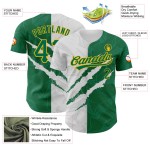 Maillot de baseball authentique personnalisé 3D Kelly vert-or, motif graffiti à gratter Maillot de baseball authentique personnalisé 3D Kelly vert-or, motif graffiti à gratter